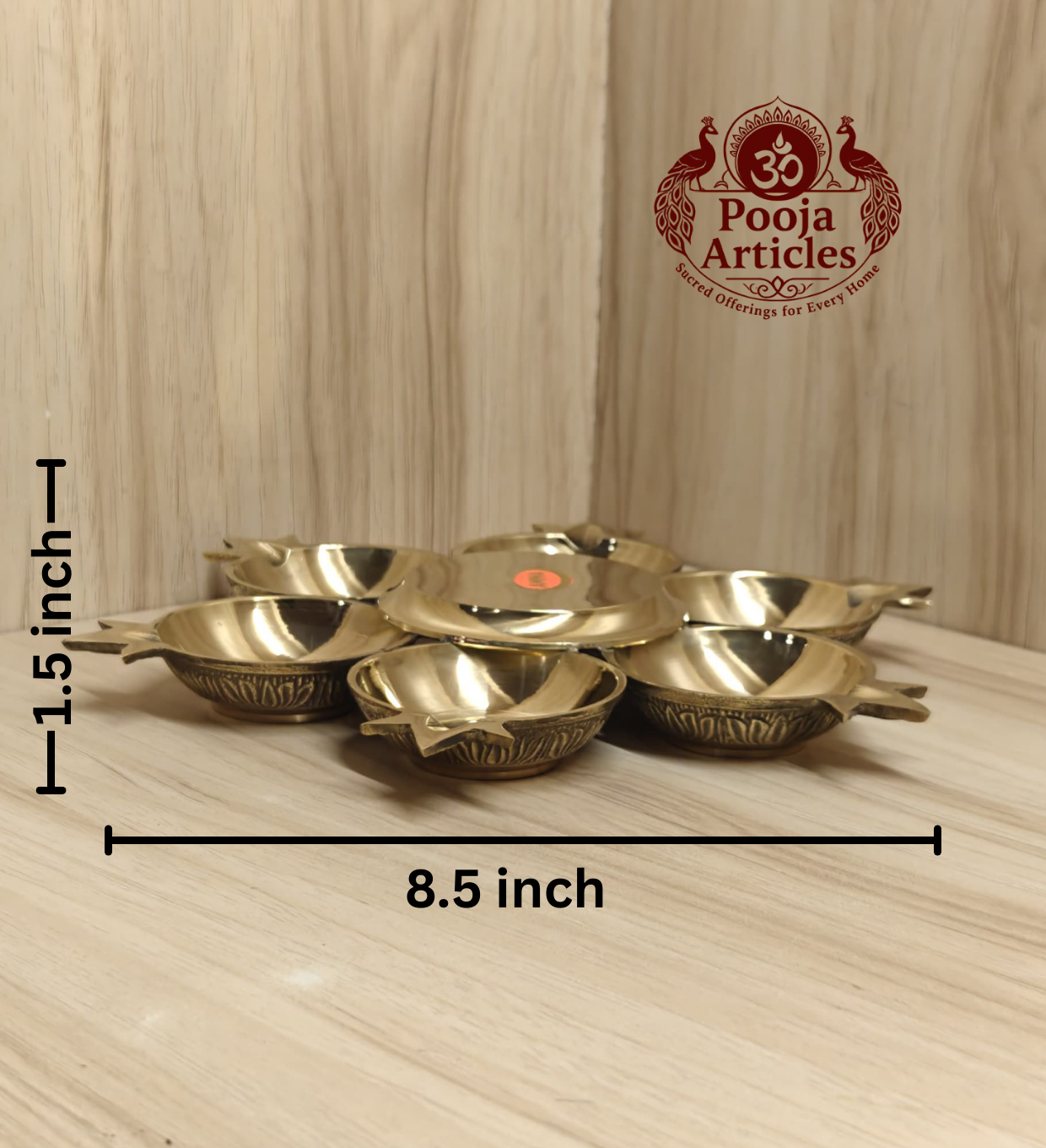 Brass Plain Aarumuga Agal Vilakku 8.5 Inch
