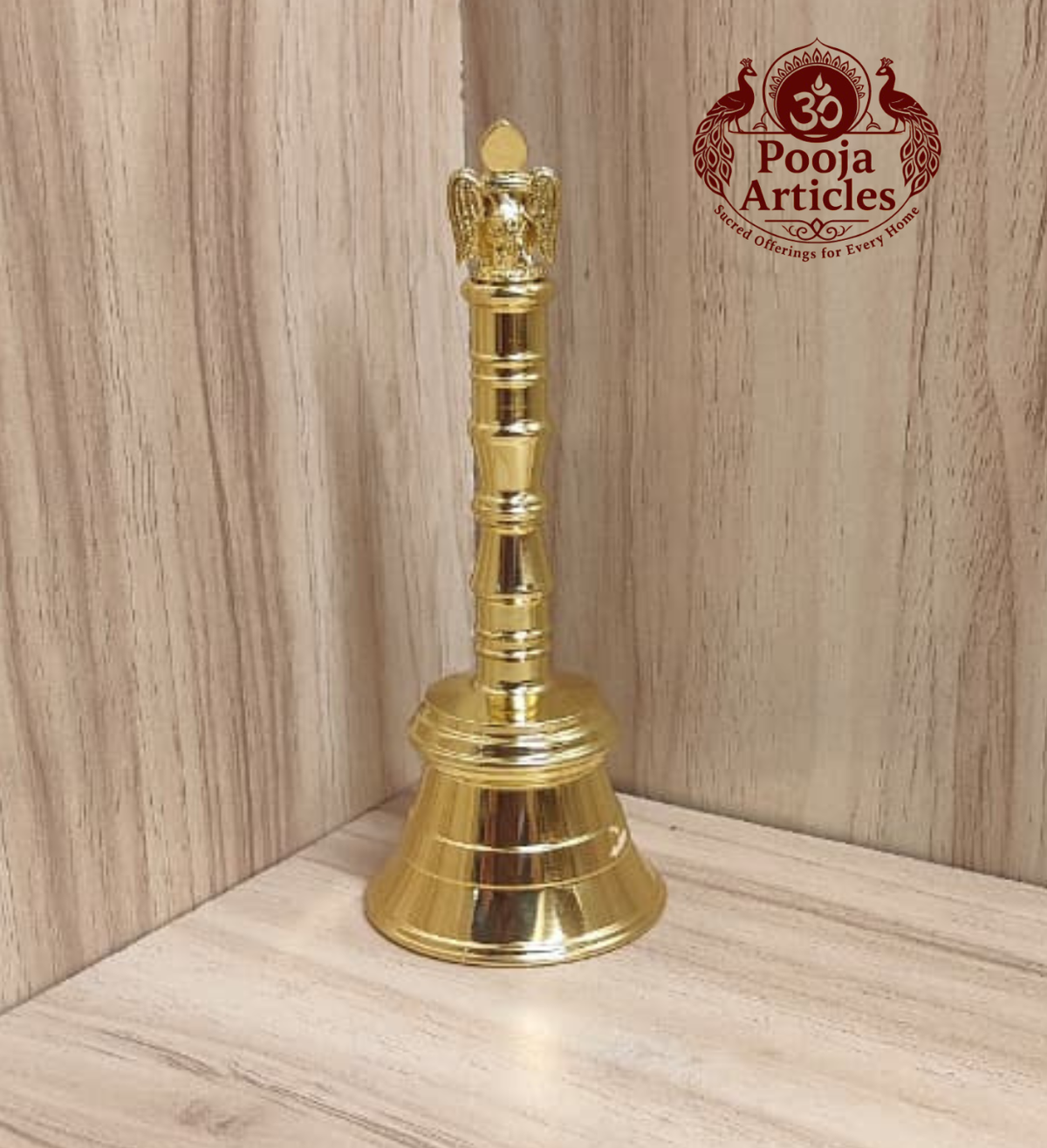 Premium Brass Pooja Bell With Garuda Handle 4.6 Inch