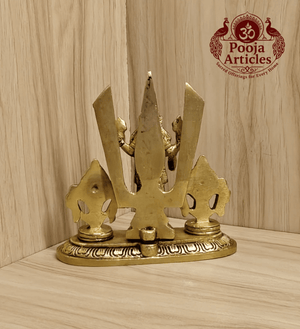 Brass Shankh Chakra Stand with Perumal Idol 4.7 Inch