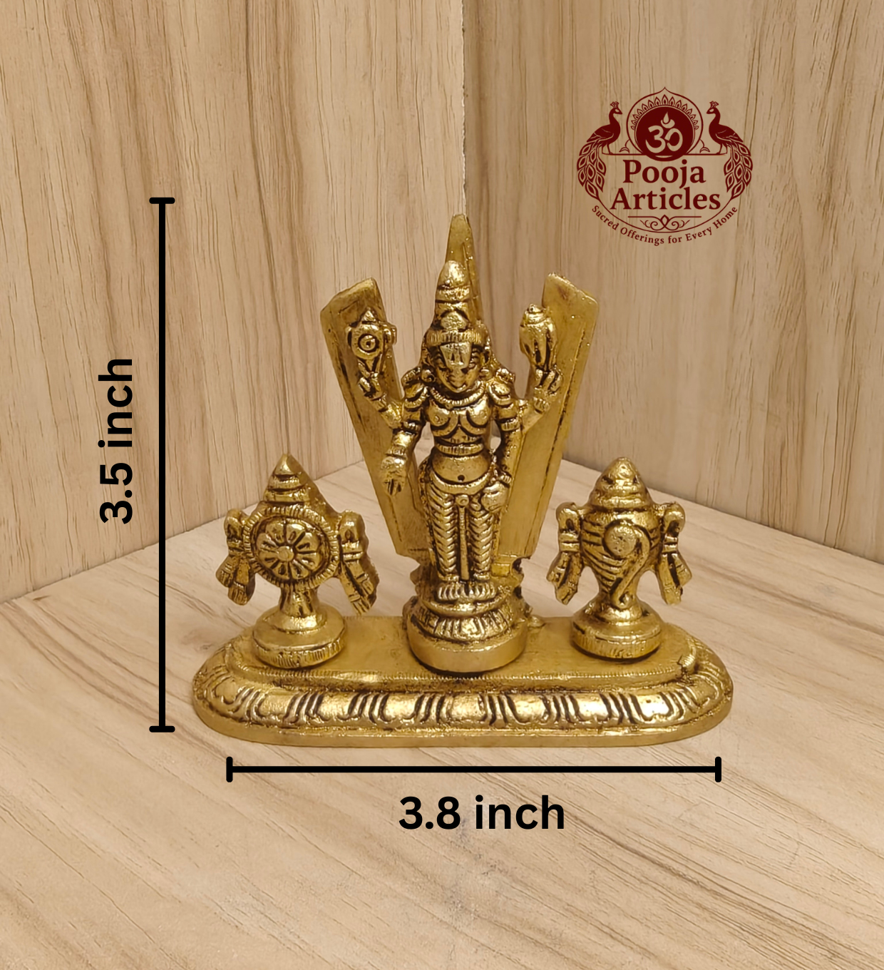 Brass Shankh Chakranamah Balaji Statue 3.5 Inch