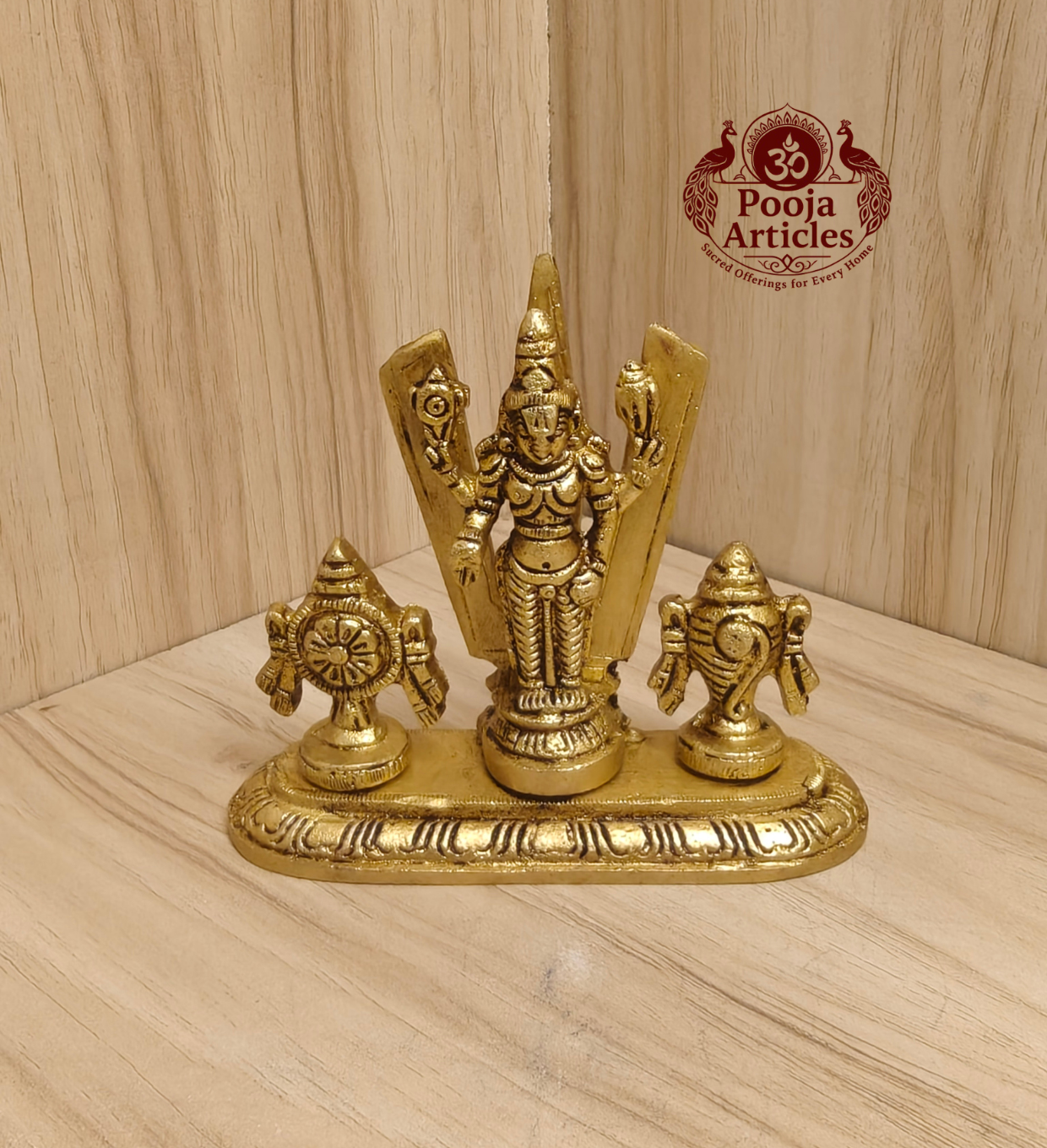 Brass Shankh Chakranamah Balaji Statue 3.5 Inch