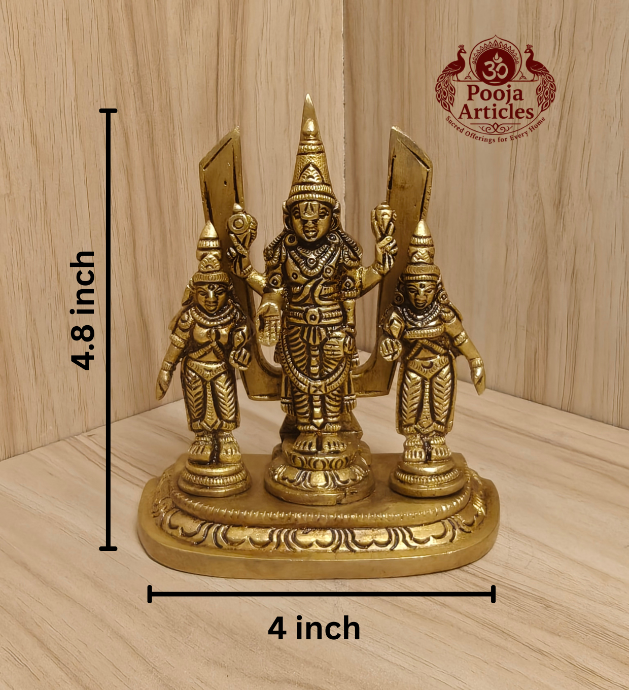 Brass Shankh Chakranamah with Balaji Statue 4.8 Inch