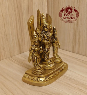 Brass Shankh Chakranamah with Balaji Statue 4.8 Inch Pooja Articles