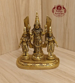 Brass Shankh Chakranamah with Balaji Statue 4.8 Inch