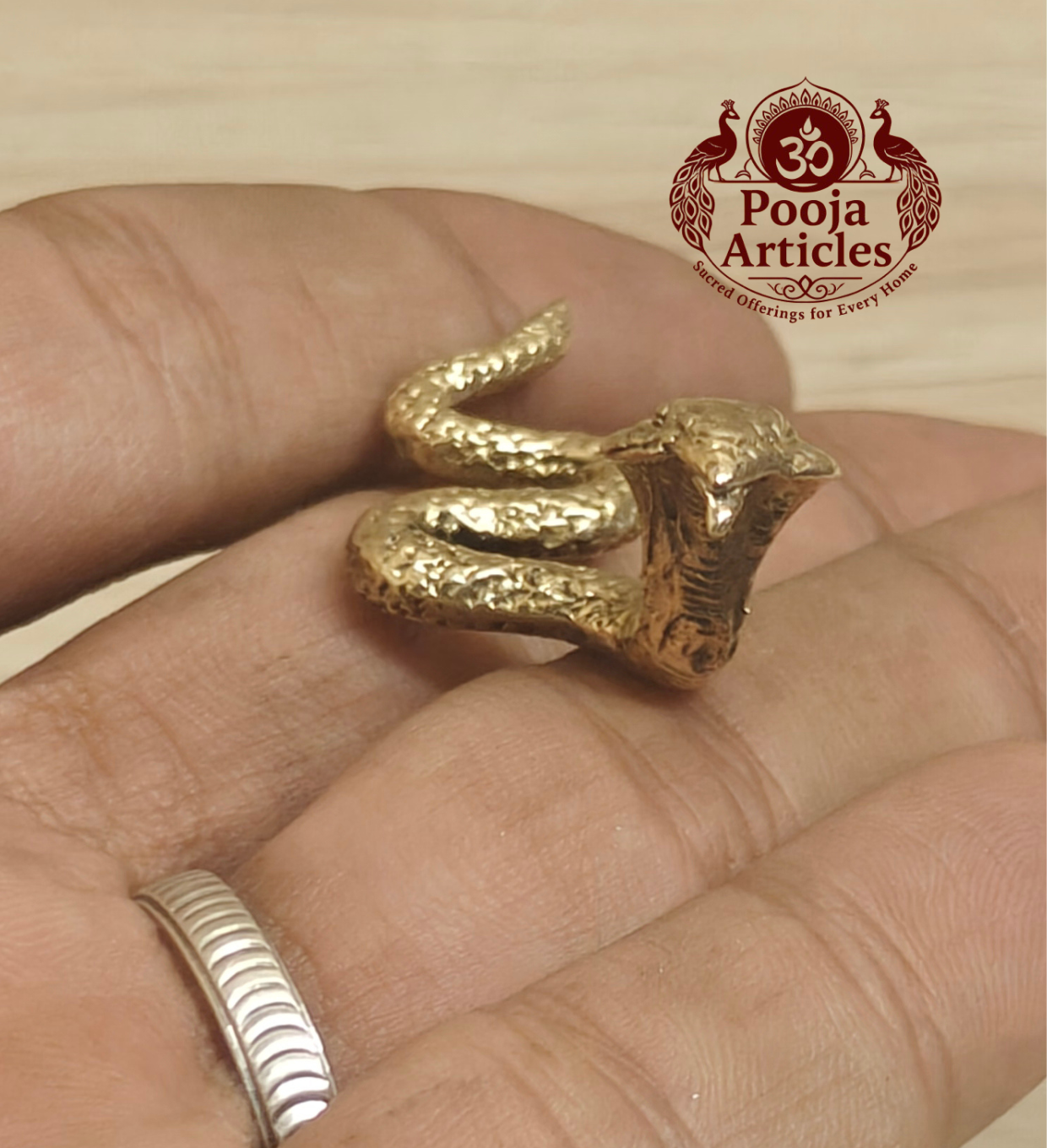 Miniature Brass Snake Cobra Figurine 0.6 Inch