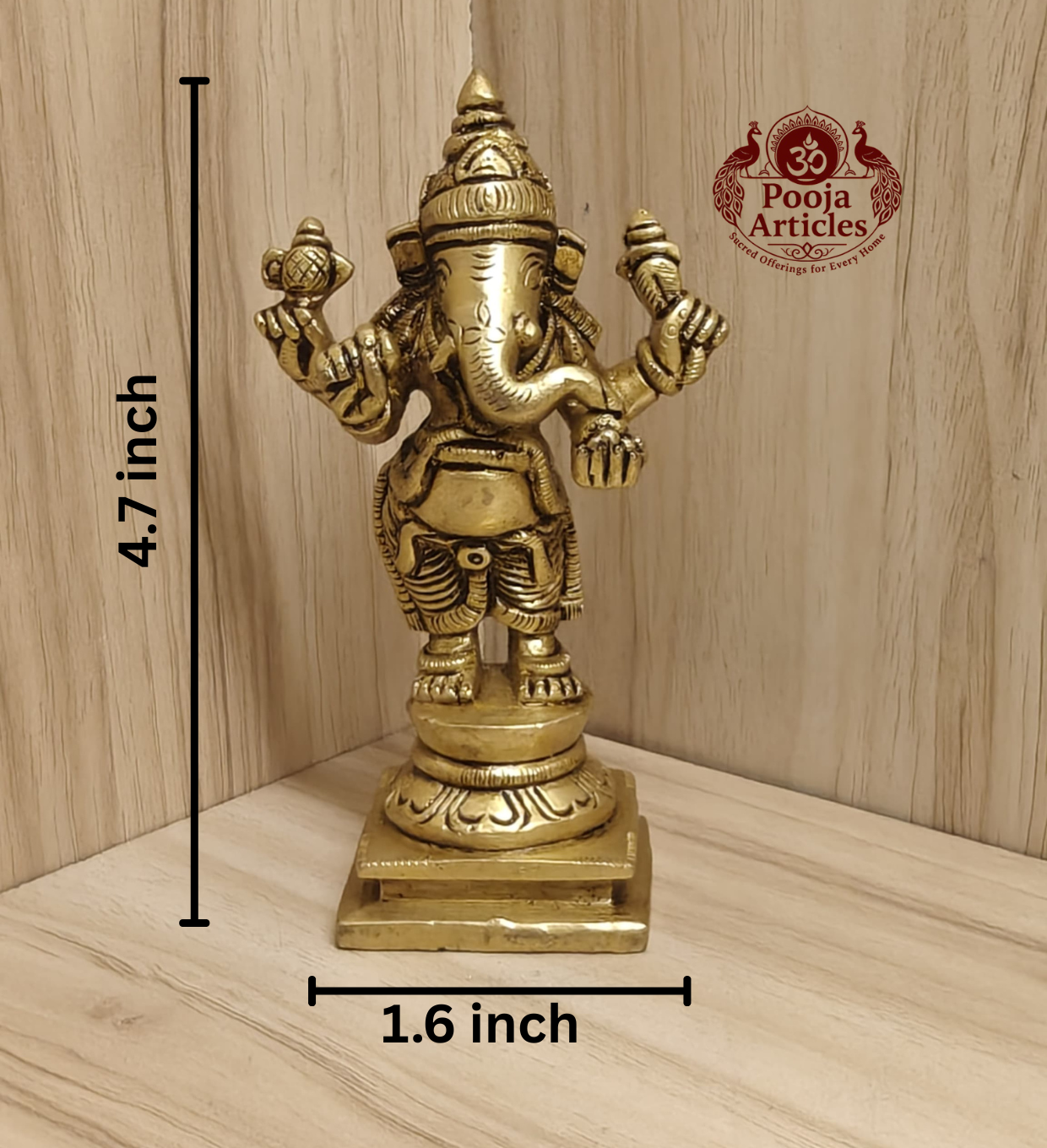 Brass Standing Ganesha Statue 4.7 Inch