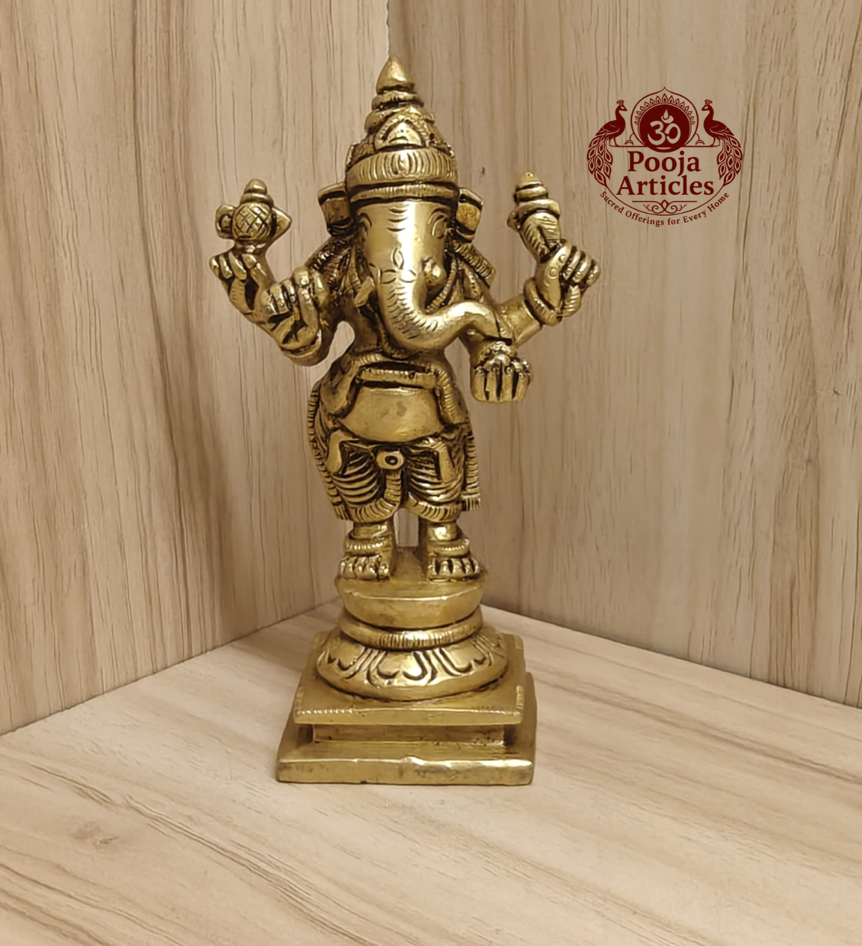 Brass Standing Ganesha Statue 4.7 Inch