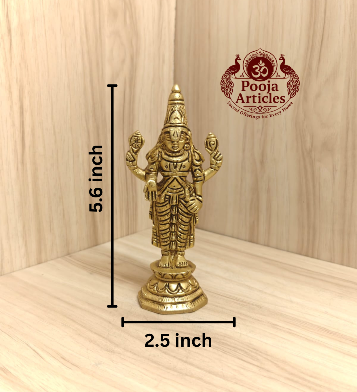 Brass Tirupati Balaji Idol 5.6 Inch