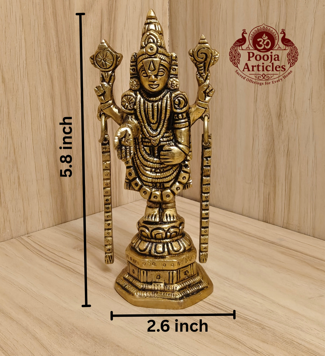 Brass Tirupati Balaji Idol 5.8 Inch
