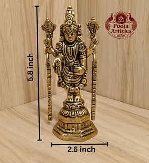 Brass Tirupati Balaji Idol 5.8 Inch Pooja Articles