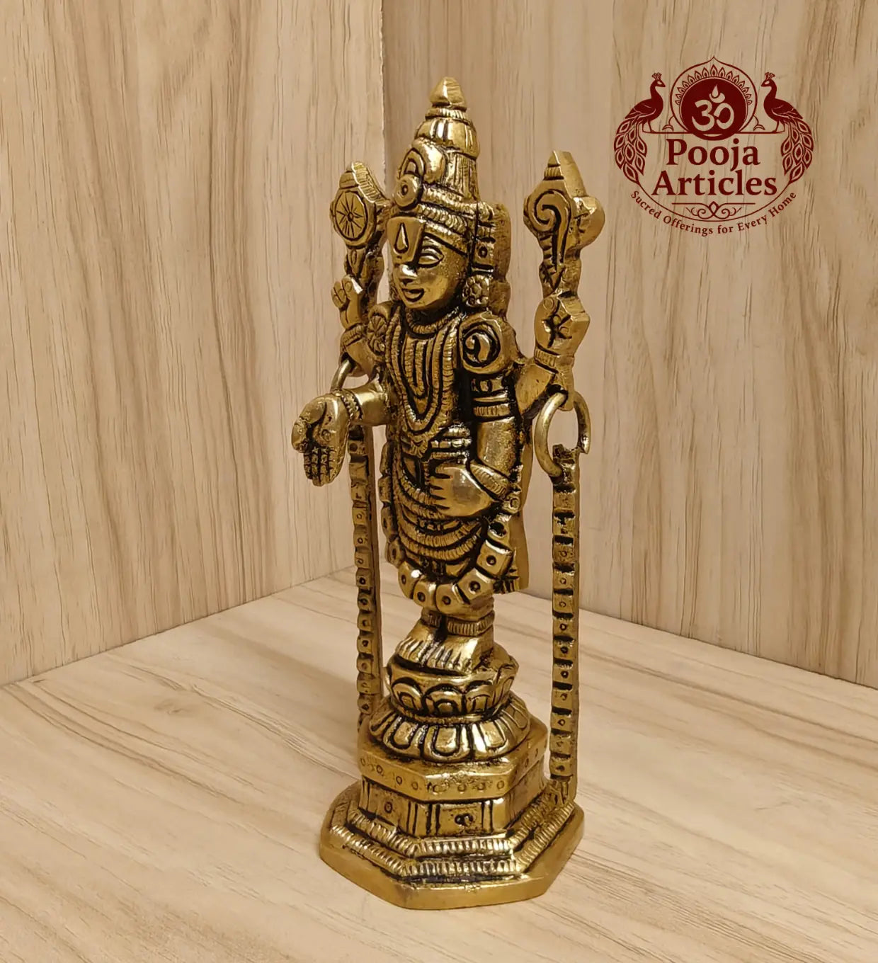 Brass Tirupati Balaji Idol 5.8 Inch Pooja Articles