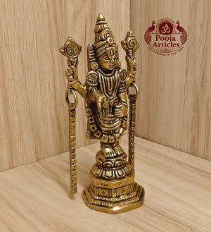 Brass Tirupati Balaji Idol 5.8 Inch Pooja Articles