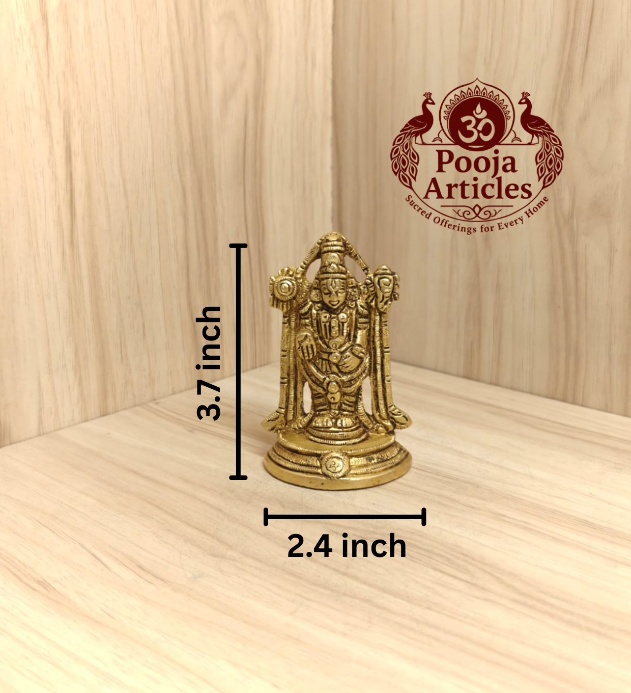 Brass Tirupati Balaji Venkateswara Statue 3.7 Inch