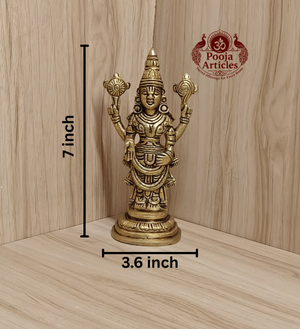 Brass Tirupati Balaji Perumal Idol 7 Inch