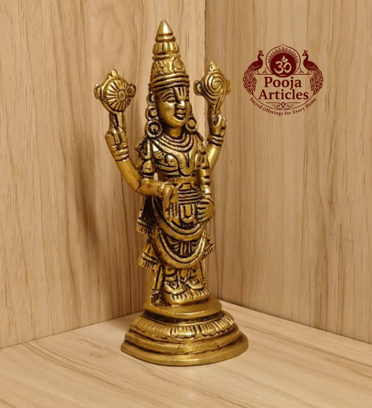 Brass Tirupati Balaji Perumal Idol 7 Inch