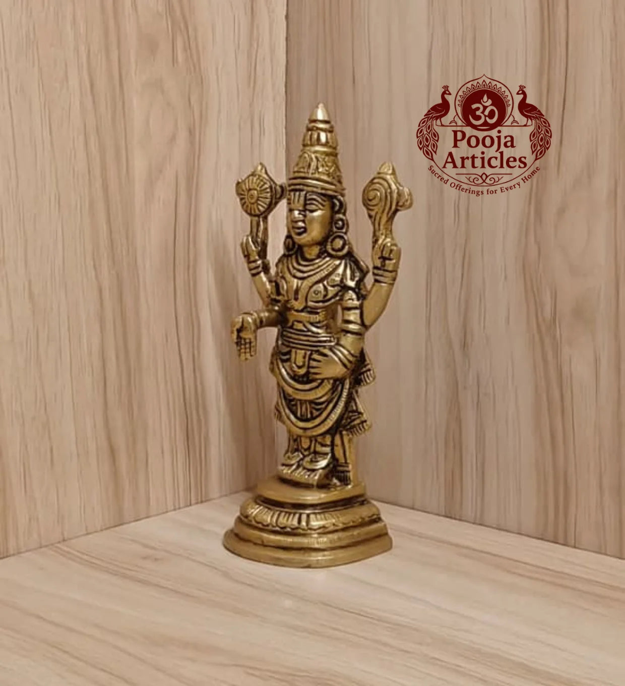 Brass Tirupati Balaji Perumal Idol 7 Inch