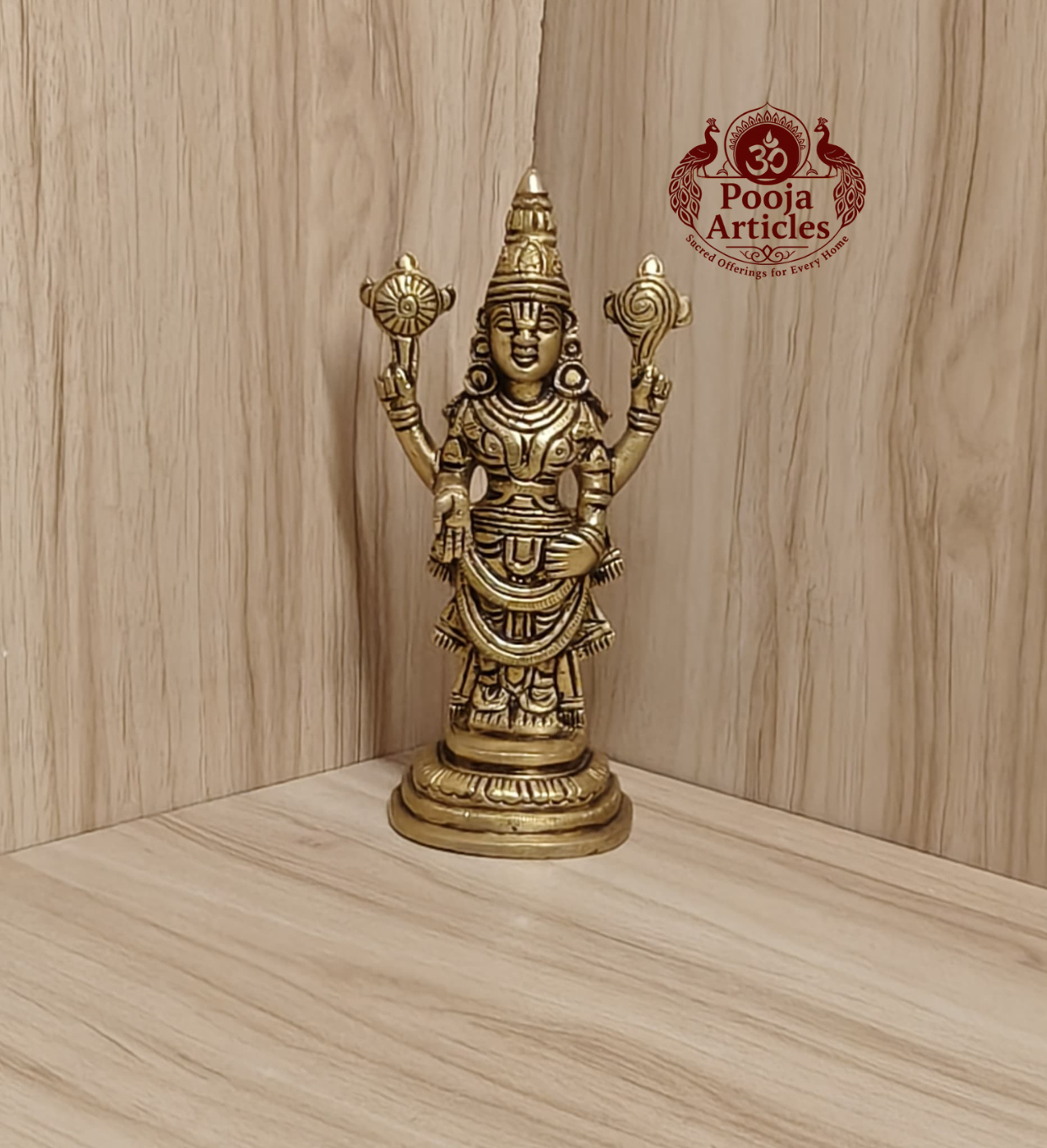 Brass Tirupati Balaji Perumal Idol 7 Inch