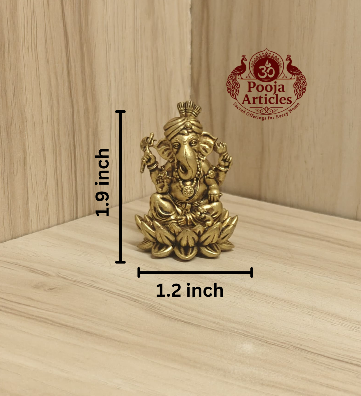Brass Turban Ganesha Statue 1.9 Inch