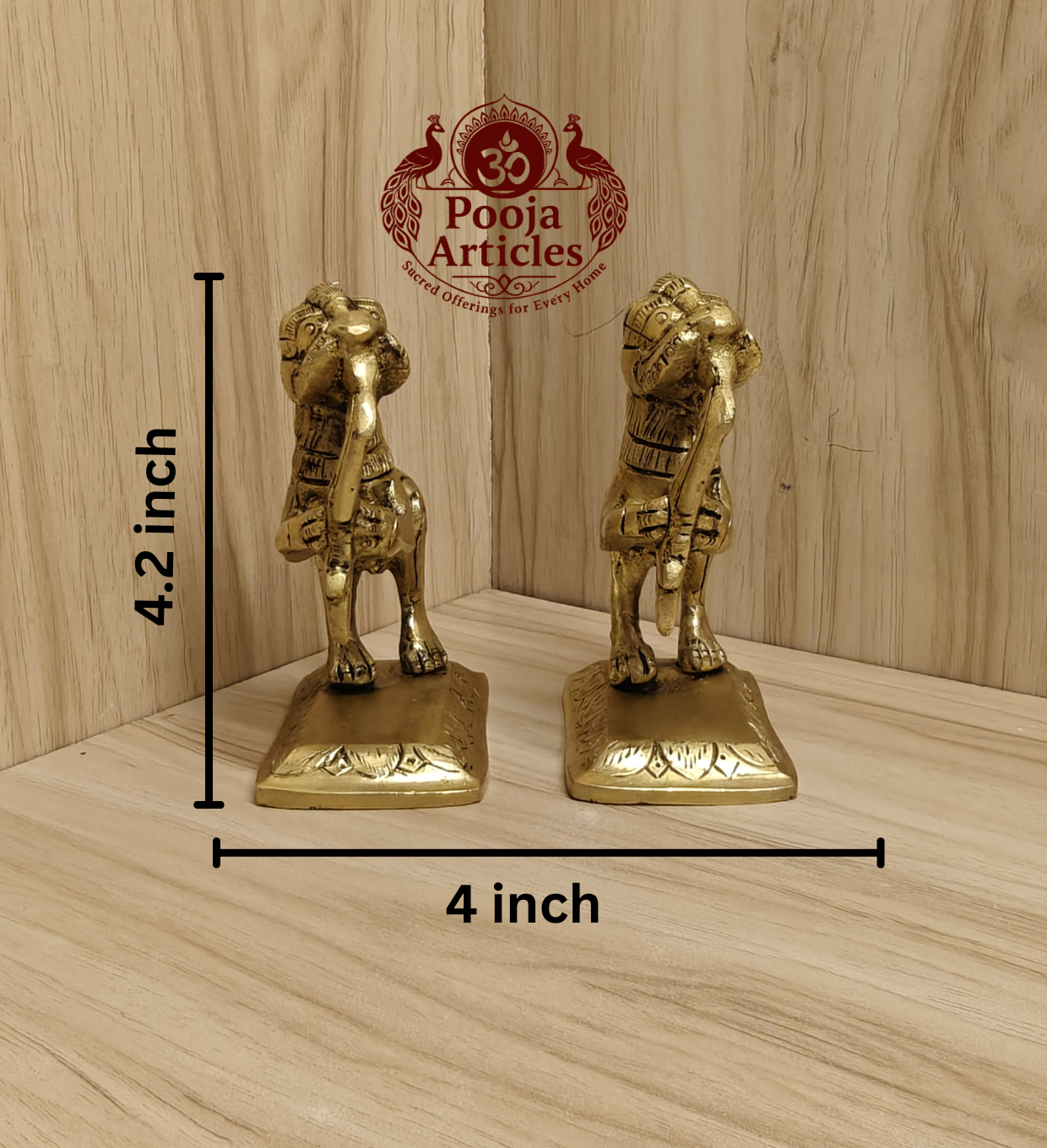 Brass Yali Set of 2 4.2 Inch