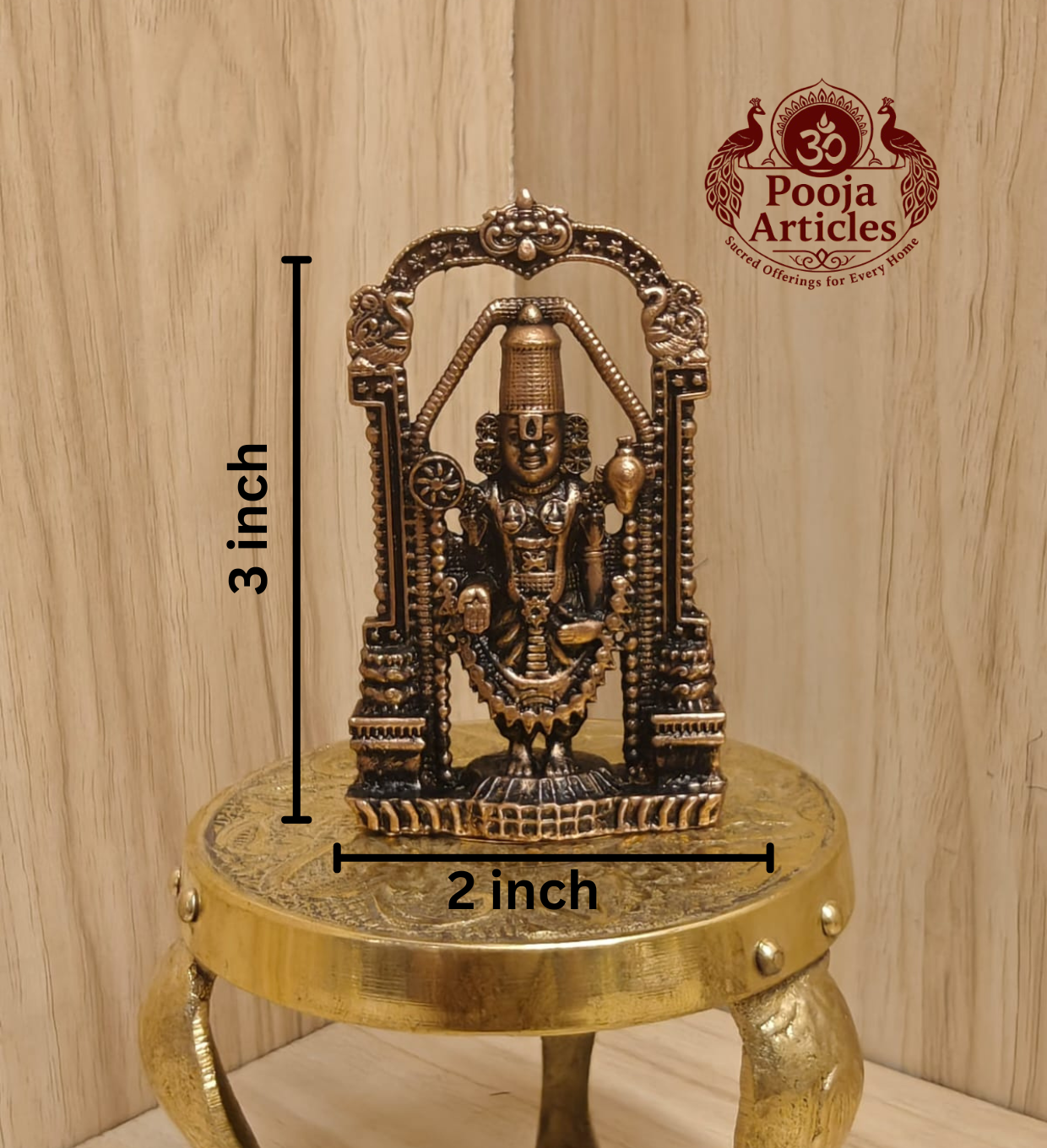 Copper Balaji Idol 3 Inch