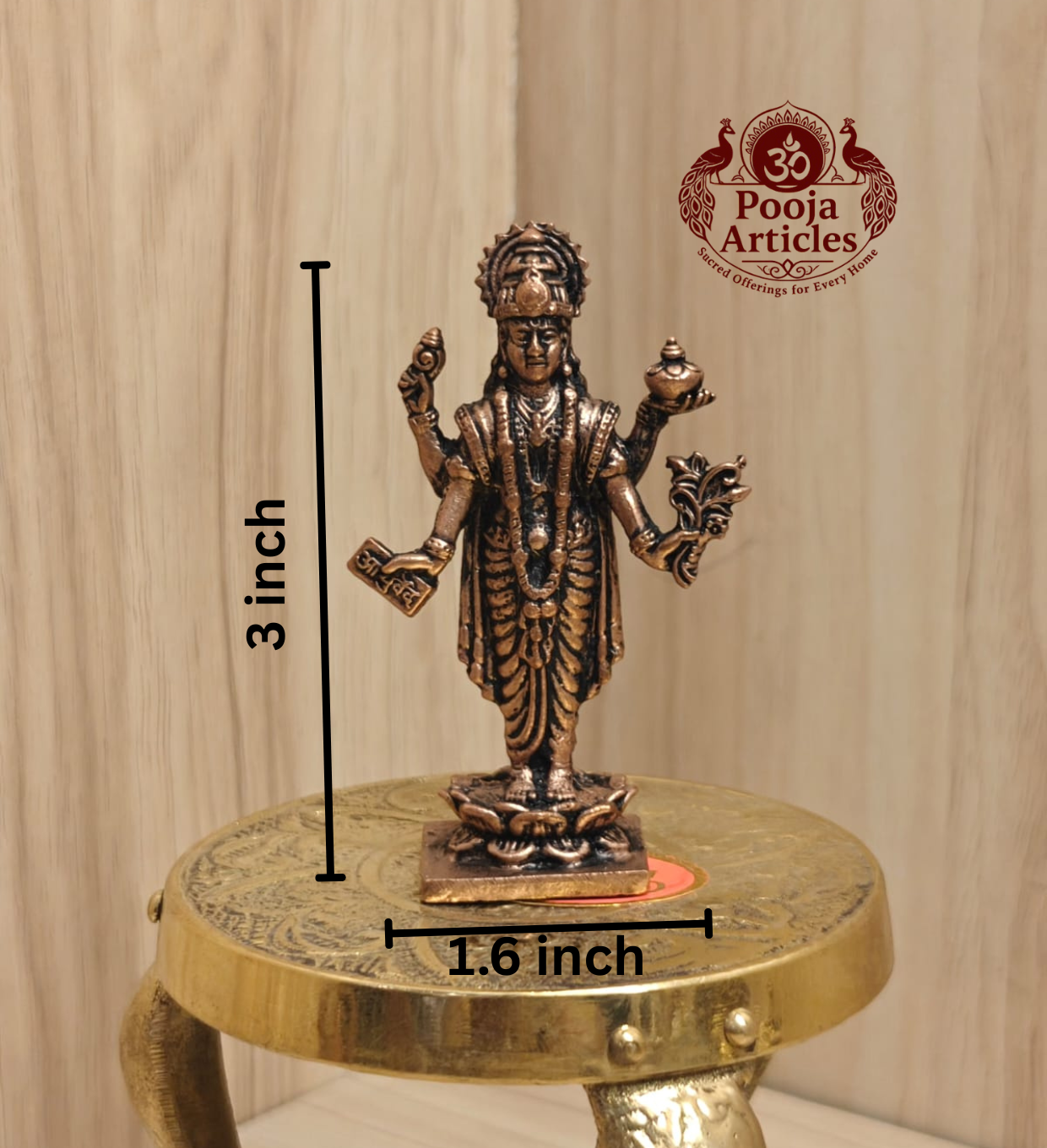 Copper Dhanvantari Idol 3 Inch