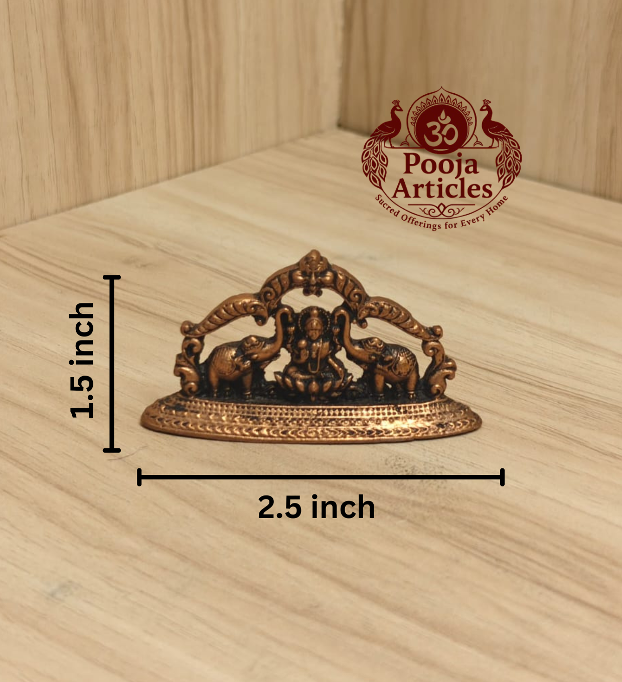 Copper Gaja Lakshmi Idol 1.5 Inch