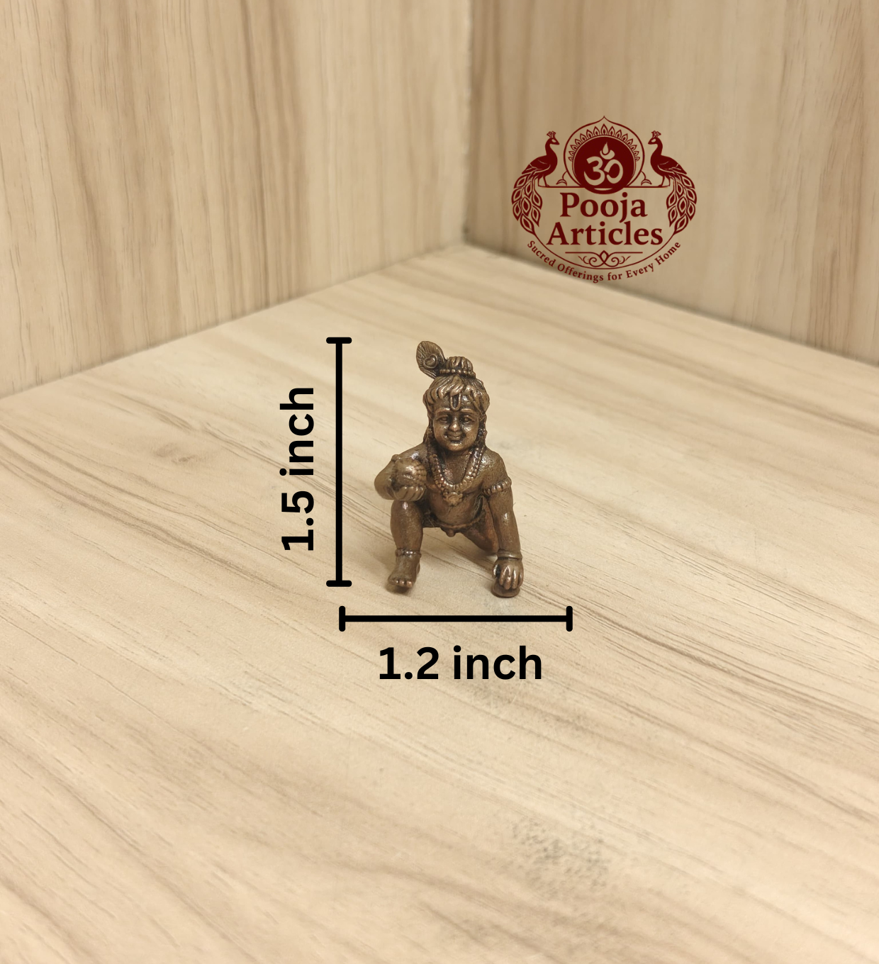 Copper Baby Krishna Statue 1.5 Inch