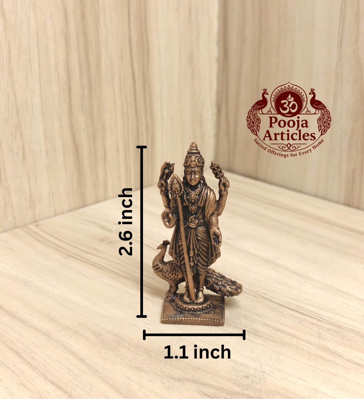 Copper Murugan Statue 2.6 Inch