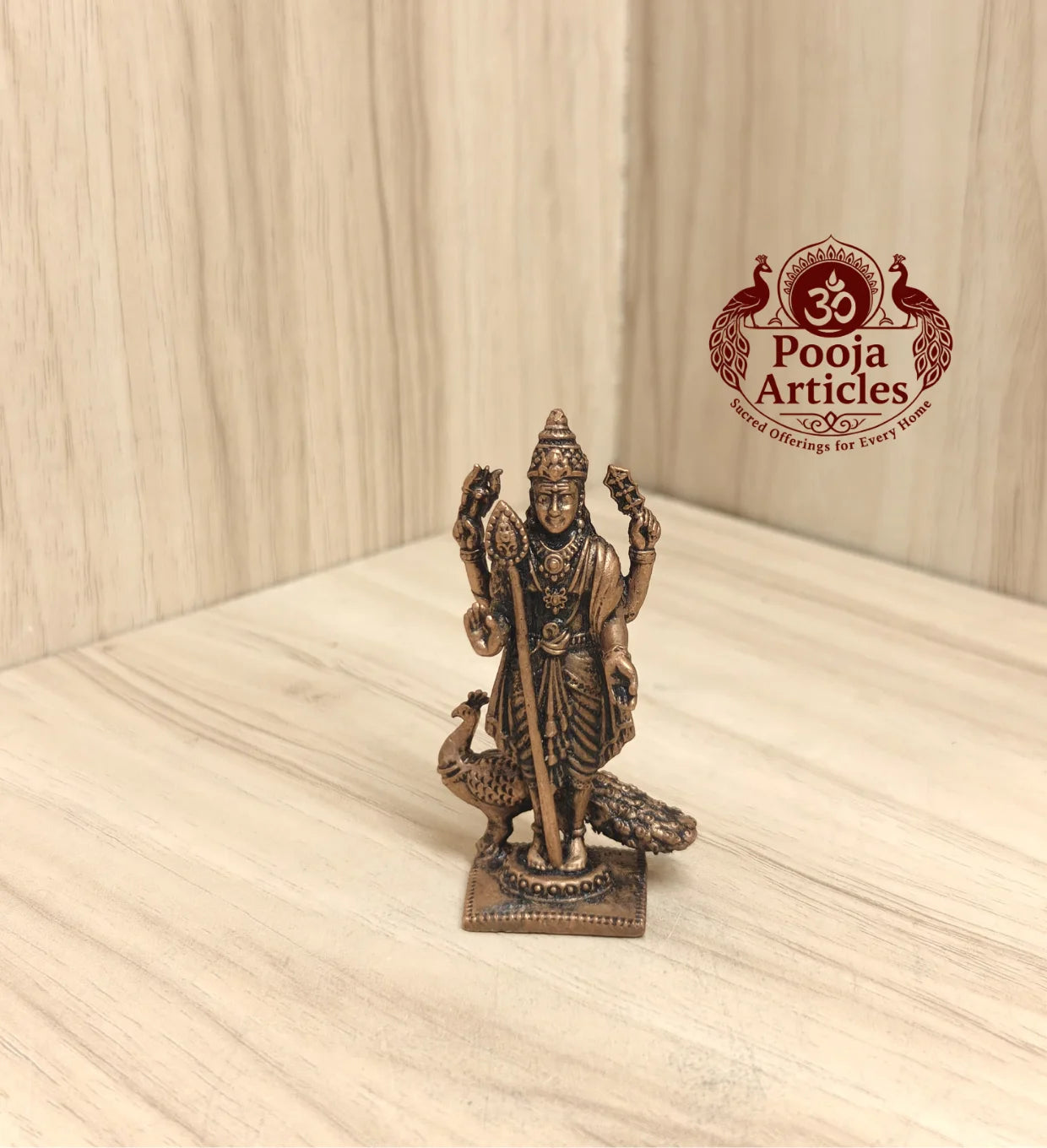 Copper Murugan Statue 2.6 Inch