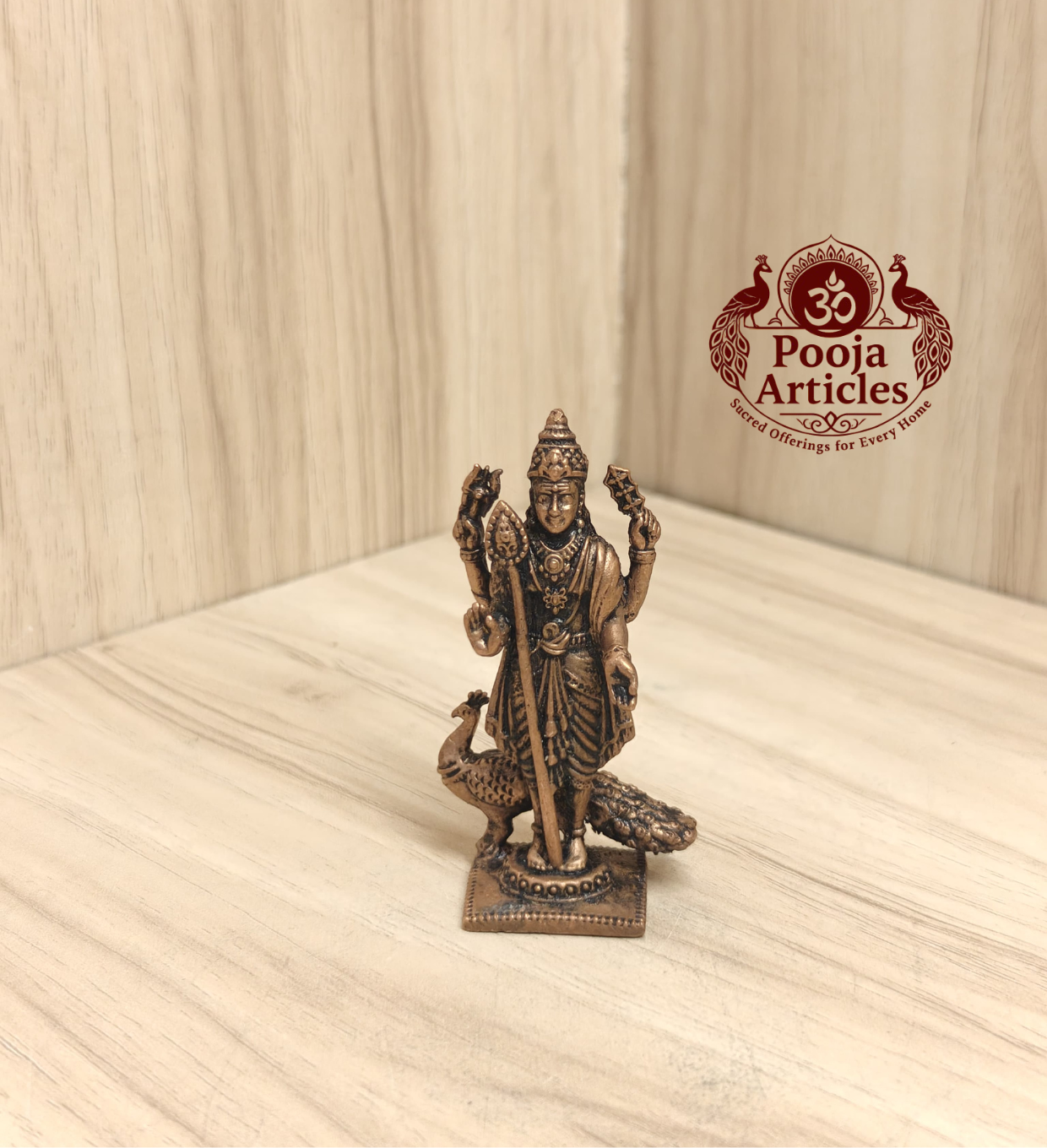 Copper Murugan Statue 2.6 Inch