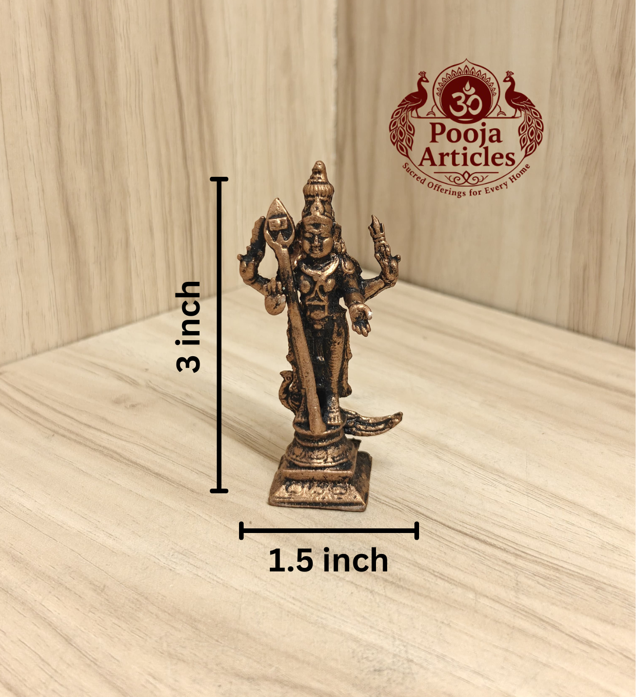 Copper Murugan Statue 3 Inch