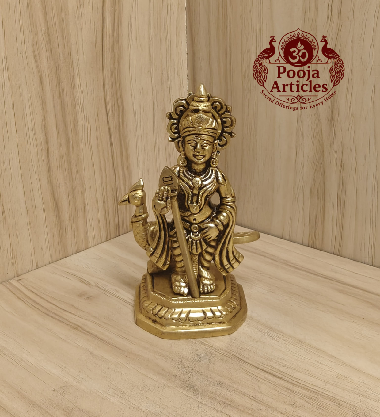 Brass Murugan Statue 4.2 Inch