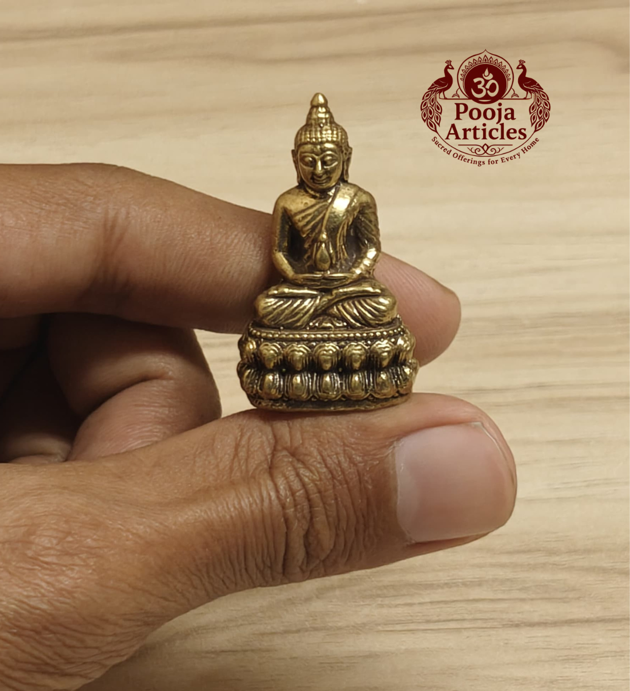 Miniature Brass Buddha Statue 1.5 Inch