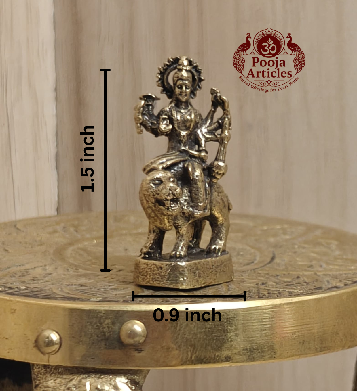 Miniature Brass Durga Devi Statue 1.5 Inch