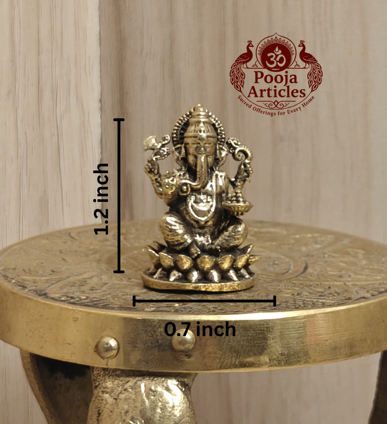 Miniature Brass Ganesh Idol 1.2 Inch