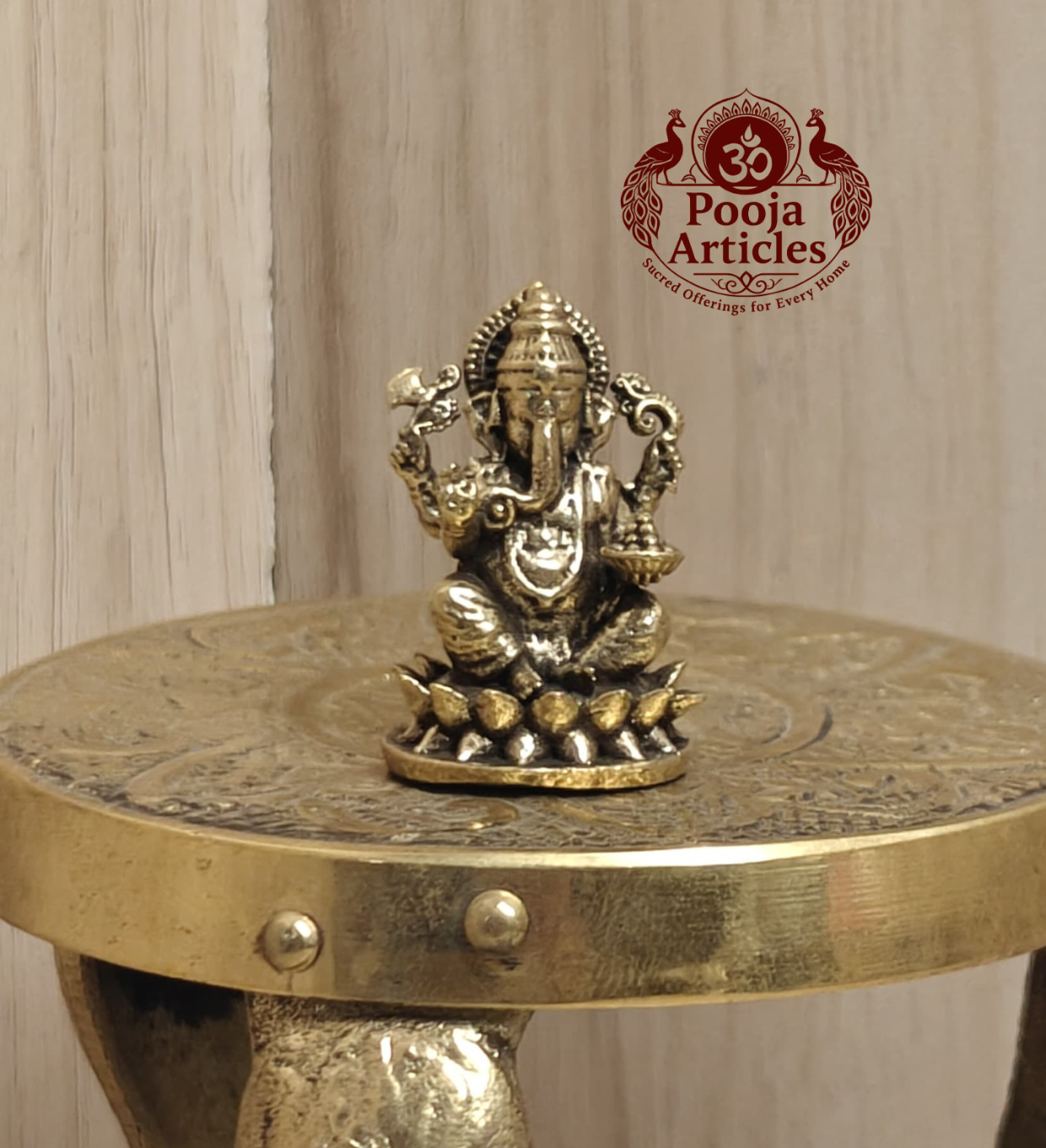 Miniature Brass Ganesh Idol 1.2 Inch