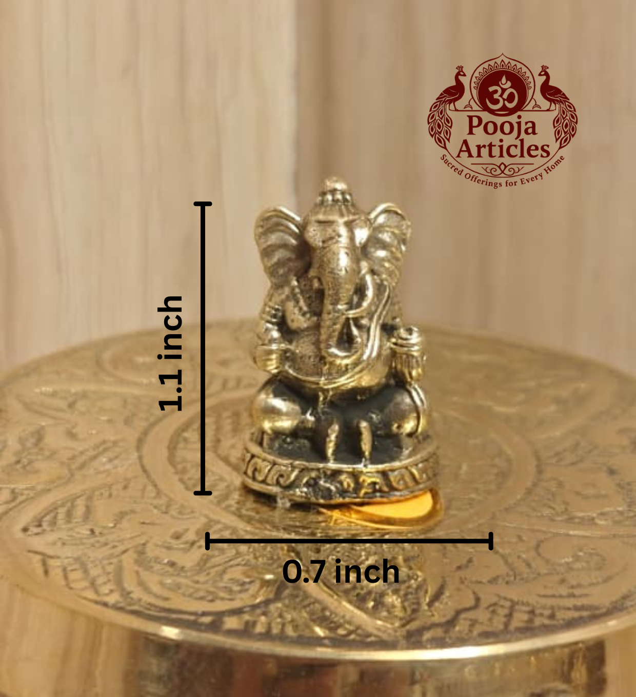 Miniature Brass Ganesha Idol 1.1 Inch
