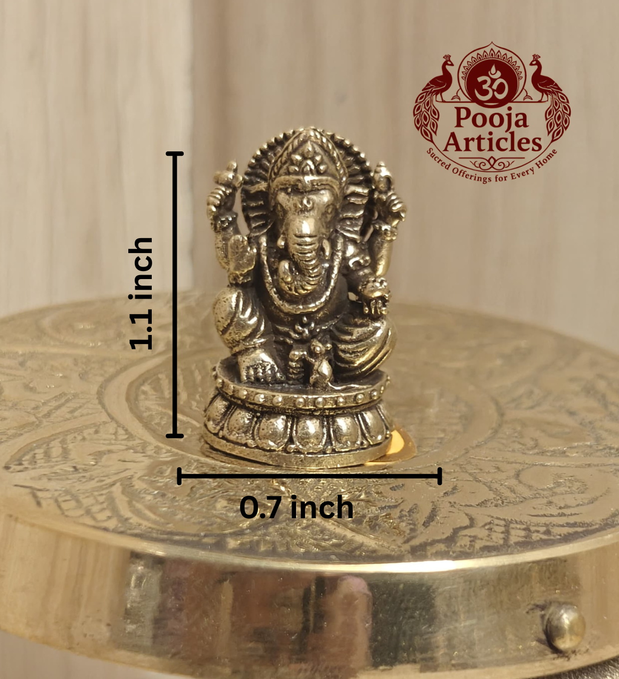 Miniature Brass Ganesha Statue 1.1 Inch