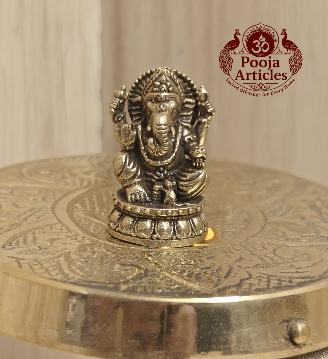 Miniature Brass Ganesha Statue 1.1 Inch