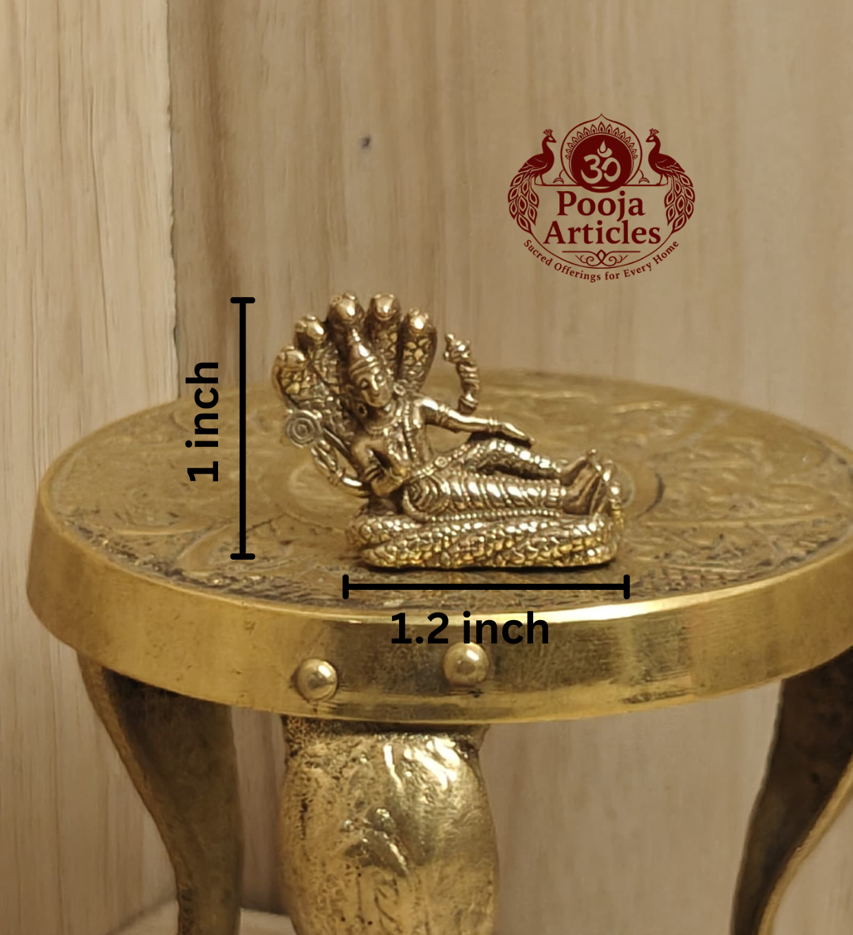 Miniature Brass Vishnu Statue 1 Inch