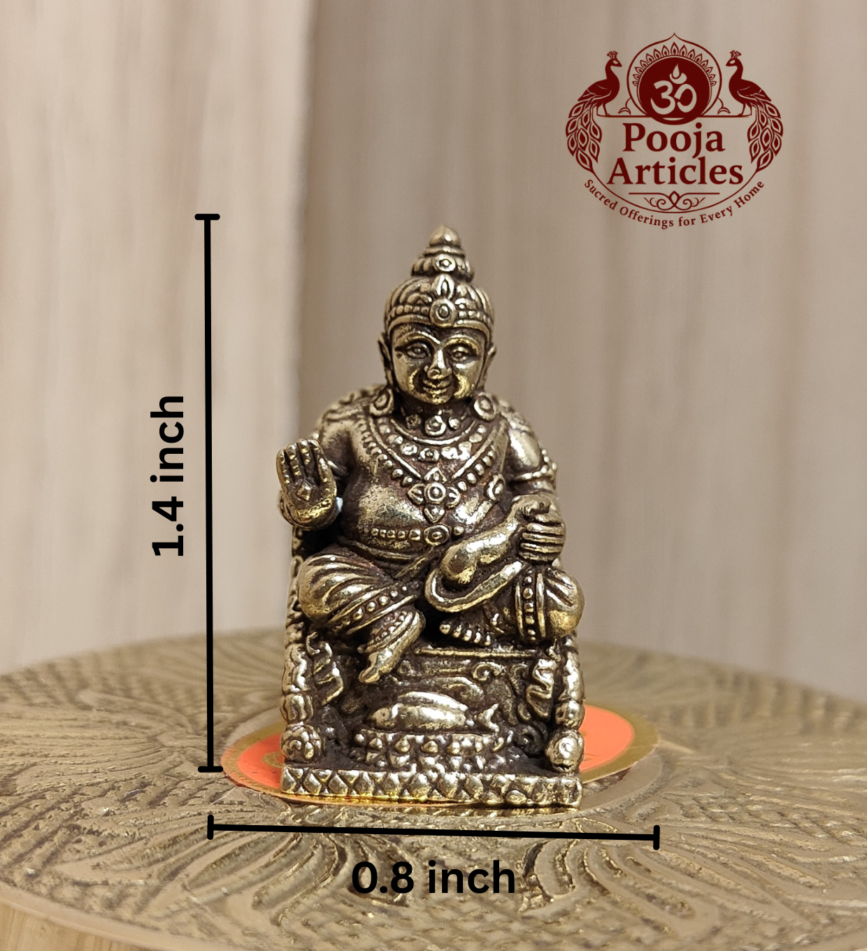 Miniature Brass Kubera Statue 1.4 Inch