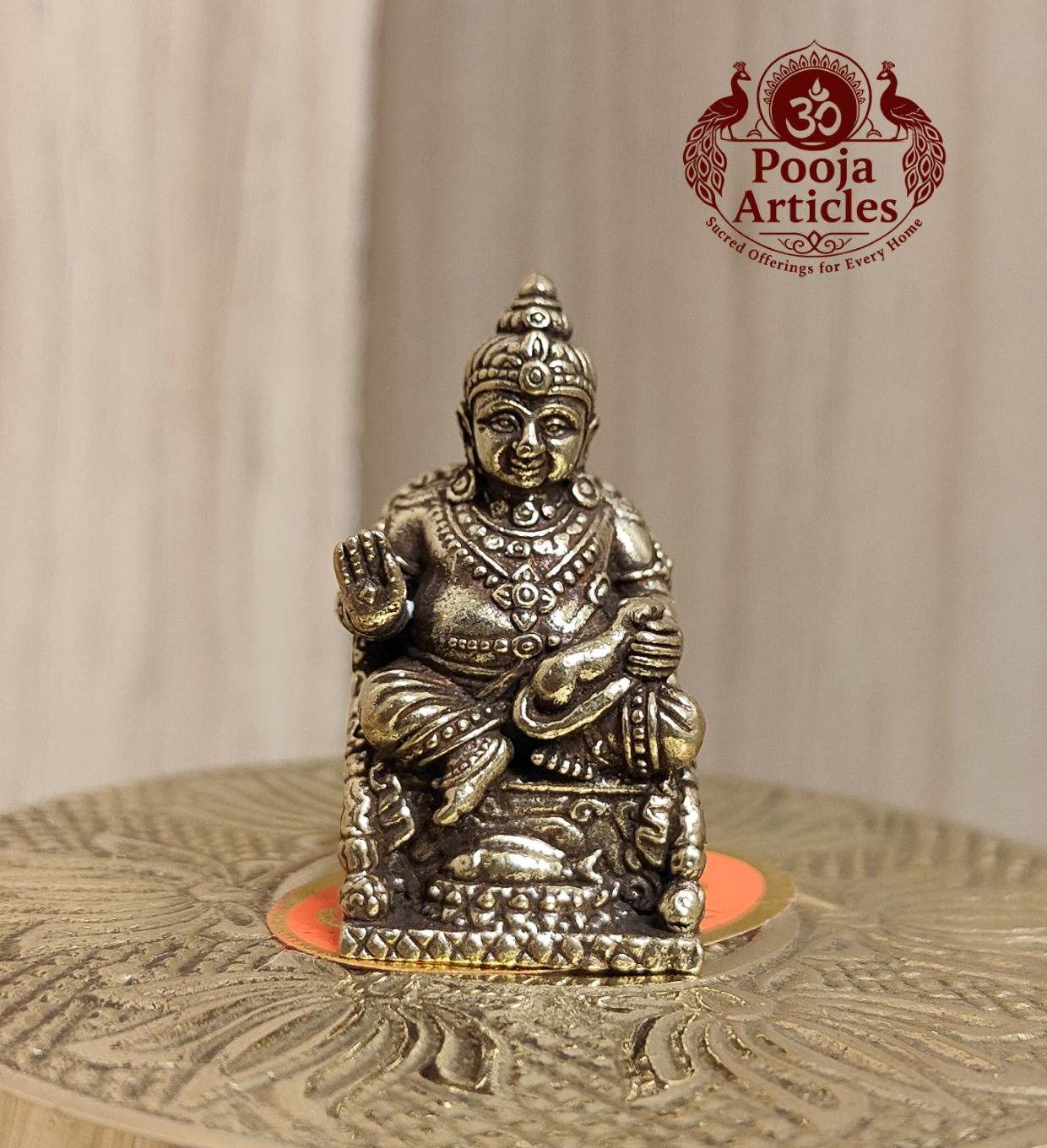 Miniature Brass Kubera Statue 1.4 Inch