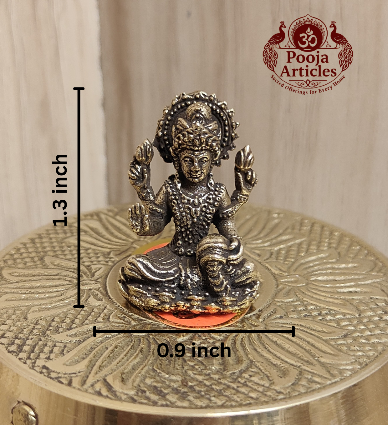 Miniature Brass Lakshmi Statue 1.3 Inch