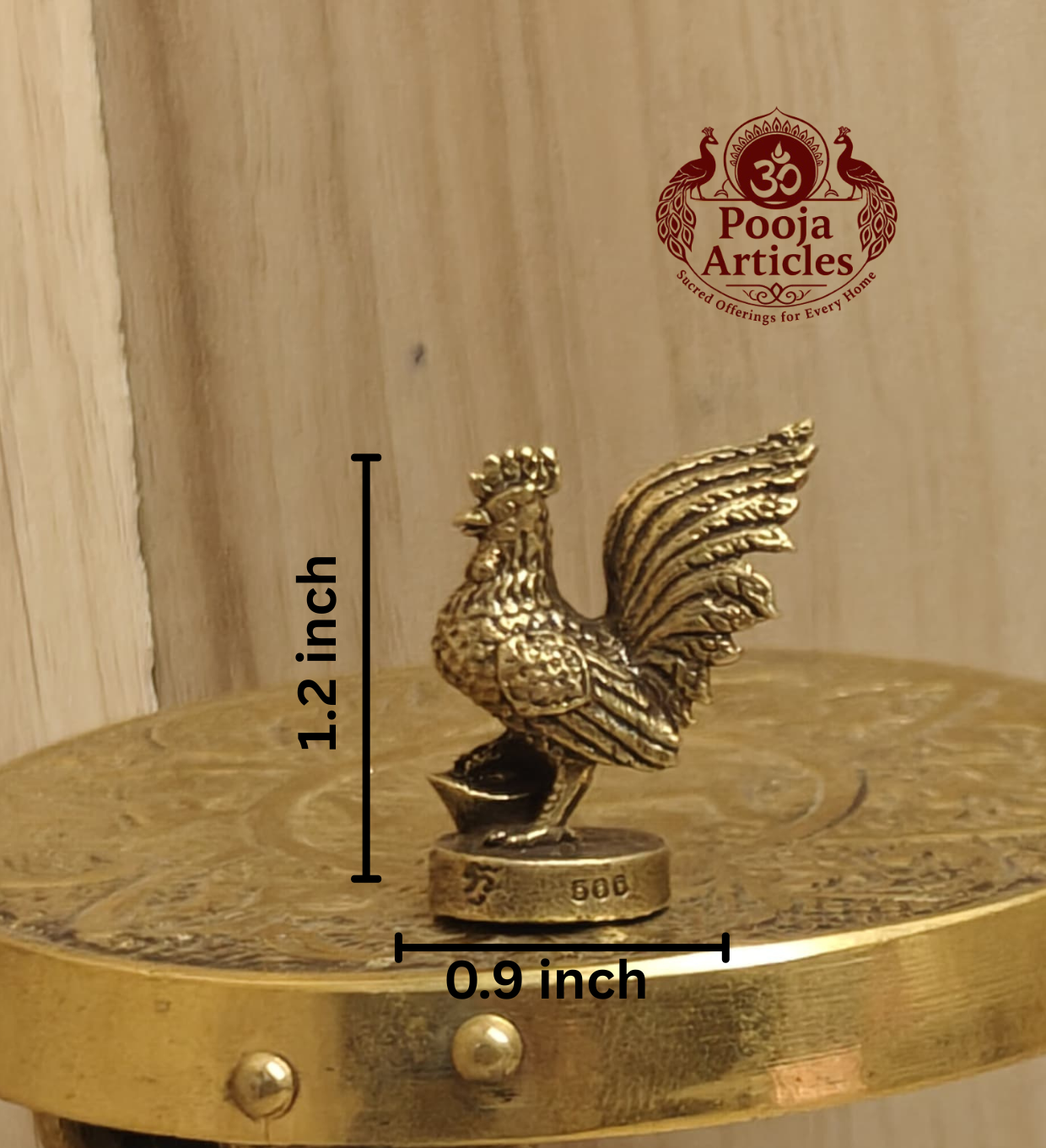 Miniature Brass Lucky Rooster Statue 1.2 Inch