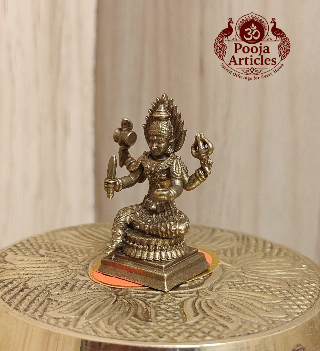 Miniature Brass Mariamman Statue 1.5 Inch Pooja Articles
