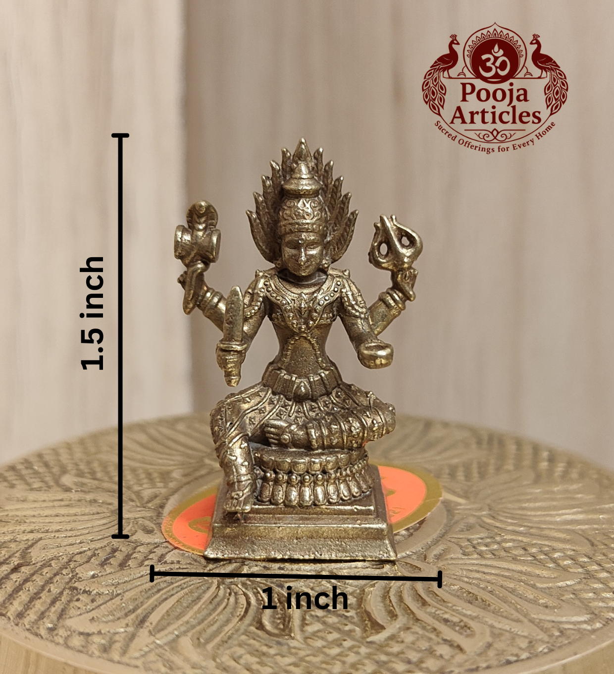 Miniature Brass Mariamman Statue 1.5 Inch