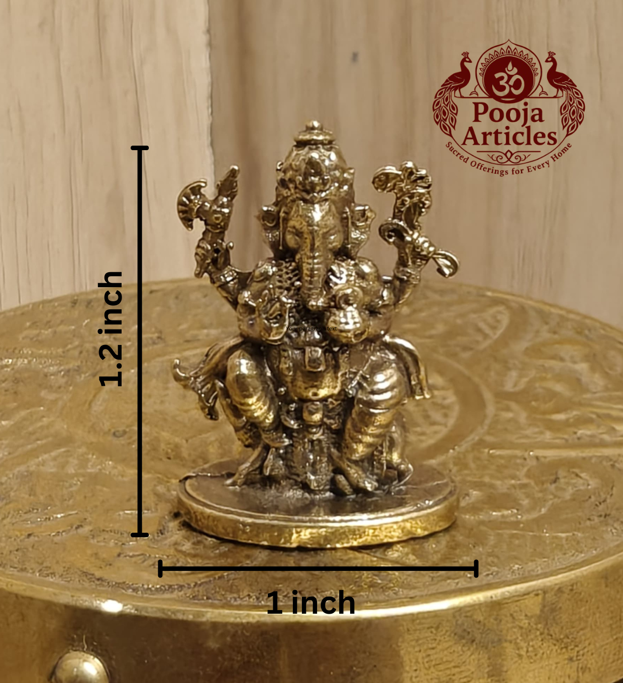 Miniature Brass Ganesh Idol 1.2 Inch