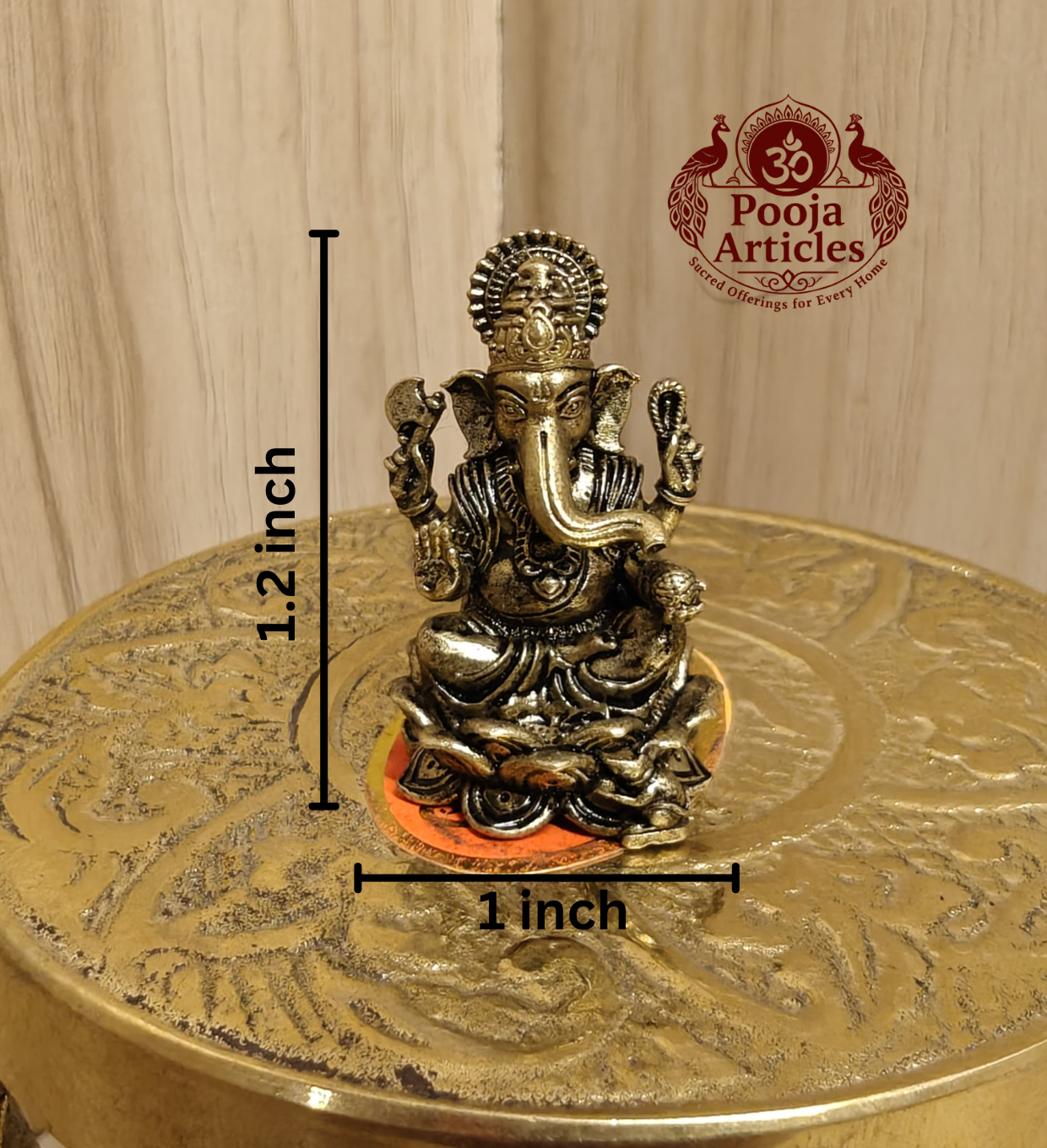 Miniature Brass Ganesh Idol 1.2 Inch