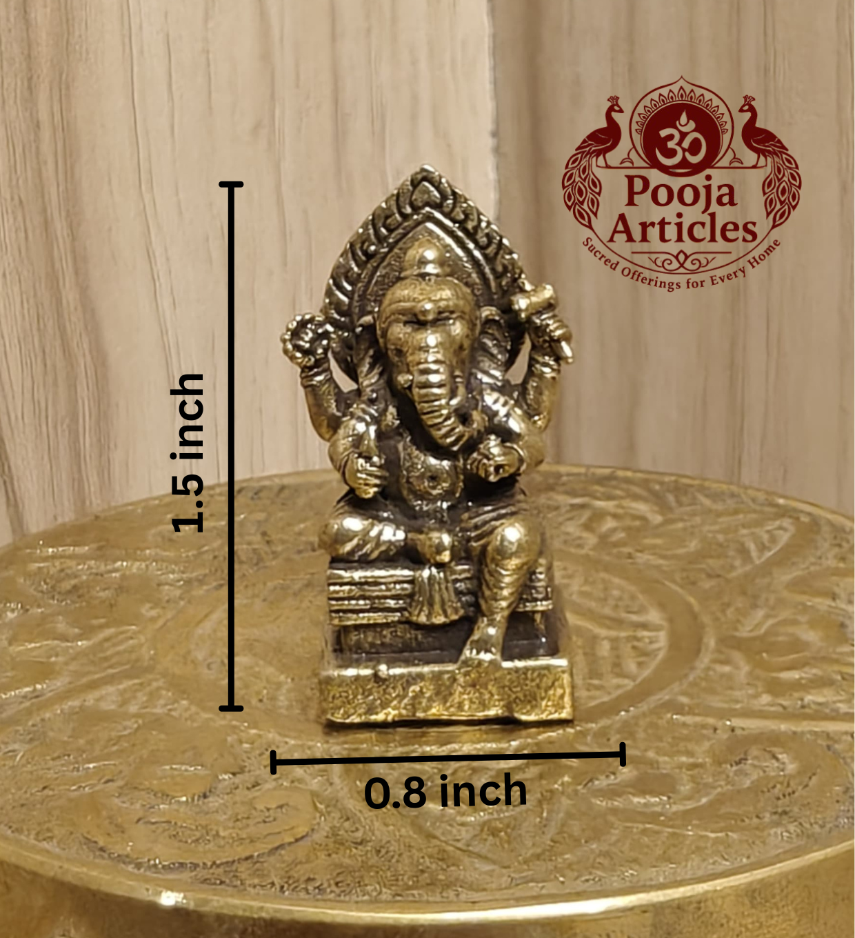 Miniature Brass Ganesh Statue 1.5 Inch