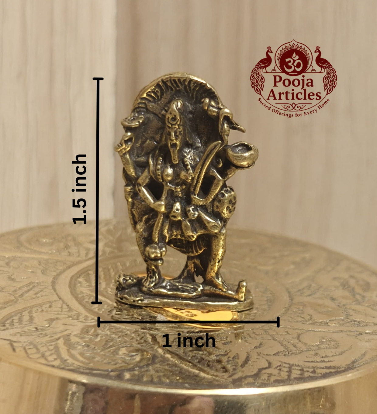 Miniature Brass Goddess Kali Idol 1.5 Inch